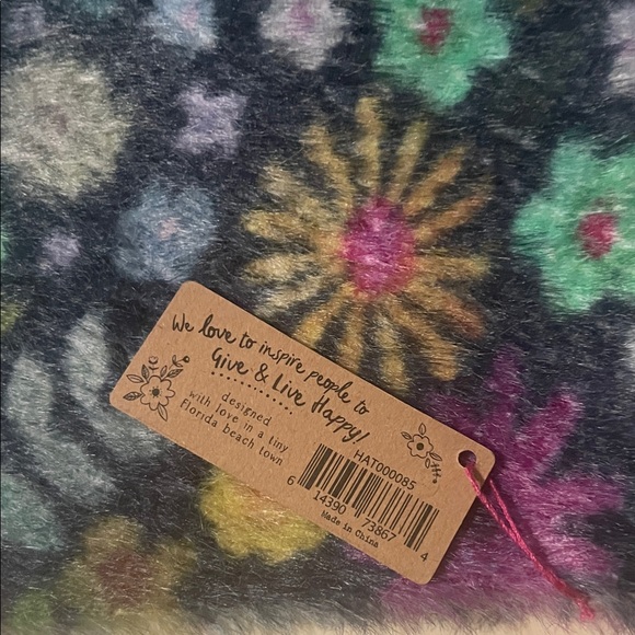 NATURAL LIFE Cashmere - like Multicolor Patterned Beanie Knit Hat Dark Teal Boho